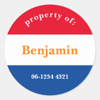 koffer sticker rood wit blauw met naam