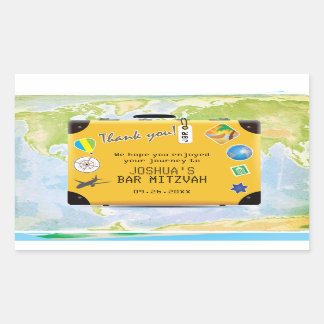 Koffer Wereldreizen Thema Bar Bat Mitswa
 Rechthoekige Sticker