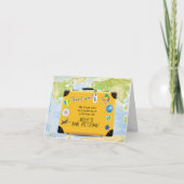 Koffer World Travel Thema Bar Bat Mitzvah Bedankkaart (Voorkant)