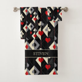 Koffers van speelkaarten in poker. bad handdoek