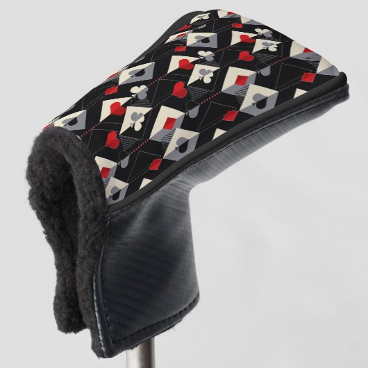 Koffers van speelkaarten in poker. golfheadcover (3/4 voorkant)