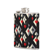 Koffers van speelkaarten in poker. heupfles (Links)