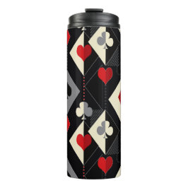 Koffers van speelkaarten in poker. thermosbeker