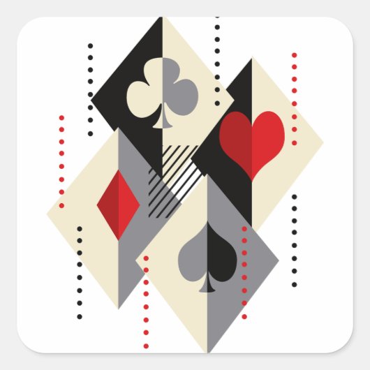 Koffers van speelkaarten in poker. vierkante sticker (Voorkant)