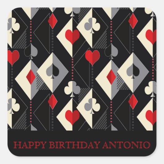 Koffers van speelkaarten in poker. vierkante sticker (Voorkant)