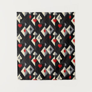 Koffers van speelkaarten in poker. wandkleed