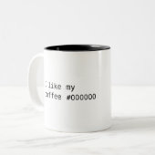 Koffie #000000 tweekleurige koffiemok (Voorkant links)