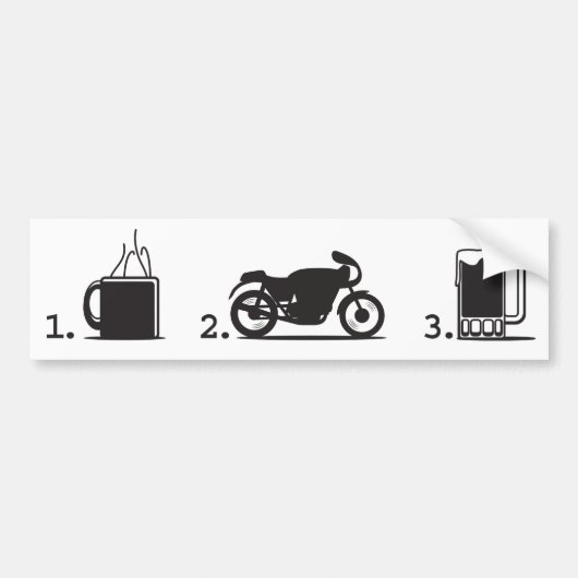 koffie , 2 wielen en bier - bumpersticker (Voorkant)