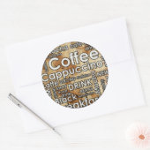 Koffie 4 Sticker, Glanzend, 3 inch (vel van 6) Ronde Sticker (Envelop)