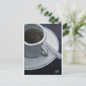 Koffie 5x7 acryl op canvas board, @Kathleen Carr Briefkaart (Staand voorkant)