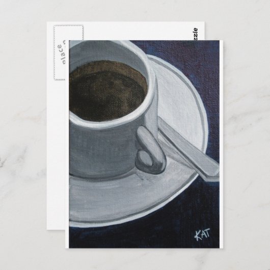 Koffie 5x7 acryl op canvas board, @Kathleen Carr Briefkaart (Voorkant / Achterkant)