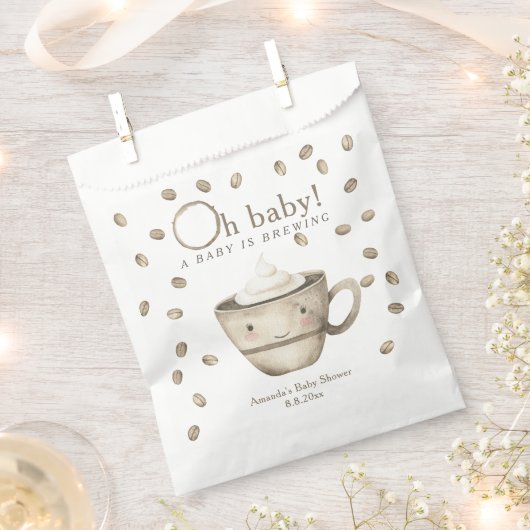 Koffie A baby brouwt Baby shower Bedankzakje (Geknipt)