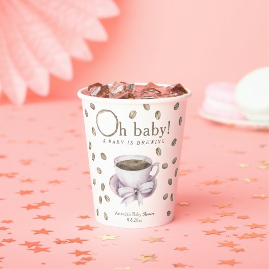 Koffie A baby brouwt Baby shower Papieren Bekers (Insitu)