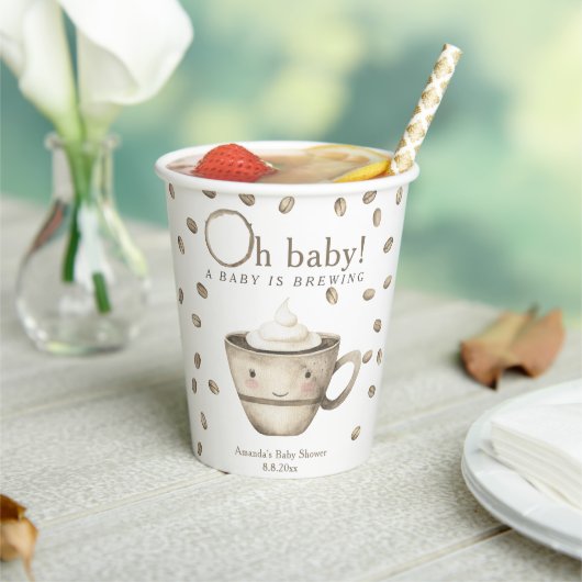 Koffie A baby brouwt Baby shower Papieren Bekers (Insitu)