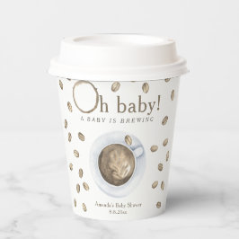 Koffie A baby brouwt Baby shower Papieren Bekers