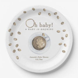 Koffie A baby brouwt Baby shower Papieren Bordje