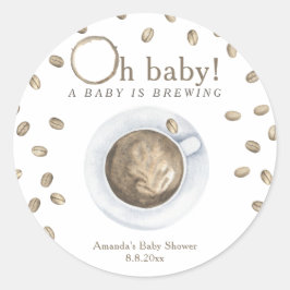 Koffie A baby brouwt Baby shower Ronde Sticker