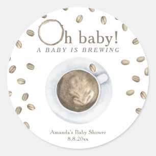 Koffie A baby brouwt Baby shower Ronde Sticker