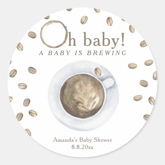 Koffie A baby brouwt Baby shower Ronde Sticker (Voorkant)