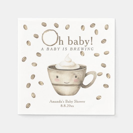 Koffie A baby brouwt Baby shower Servet (Voorkant)