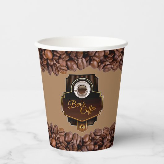 Koffie Aangepaste papierbekertjes voor bedrijfsnaa Papieren Bekers (Voorkant)