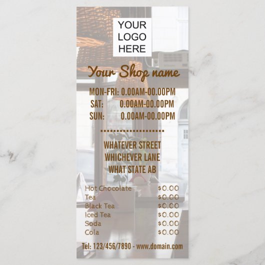 Koffie Aanpasbare winkel toevoegen sjabloon van he Menu (Achterkant)