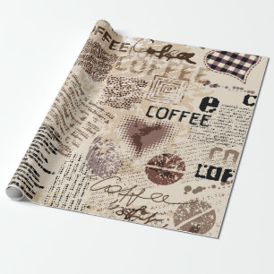 Koffie Abstract koffiepatroon op bruine achtergron Cadeaupapier
