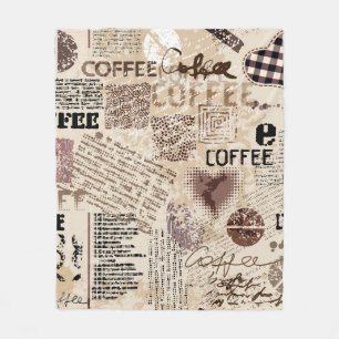 Koffie Abstract koffiepatroon op bruine achtergron Fleece Deken