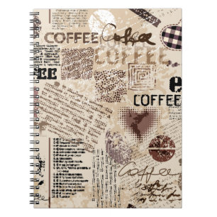 Koffie Abstract koffiepatroon op bruine achtergron Notitieboek