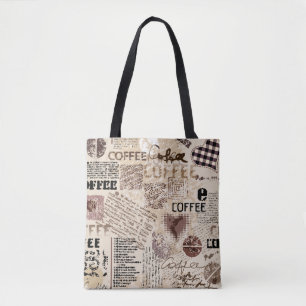 Koffie Abstract koffiepatroon op bruine achtergron Tote Bag