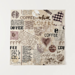 Koffie Abstract koffiepatroon op bruine achtergron Wandkleed