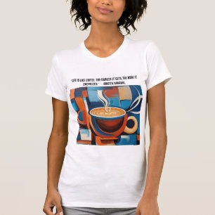 Koffie abstracte koffiekunst print op wit T-shirt