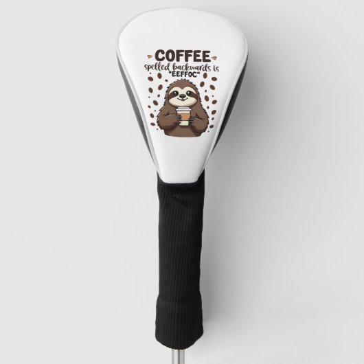 Koffie achterstevoren gespeld is eeffoC cafeïneslo Golfheadcover (Voorkant)