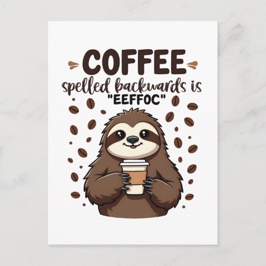 Koffie achterstevoren gespeld is effoC Cafeïne Lui Aankondigingskaart (Voorkant)