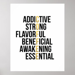 Koffie Acroniem zwart goudtypografie inspirerend Poster