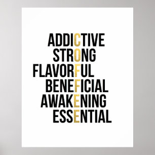 Koffie Acroniem zwart goudtypografie inspirerend Poster
