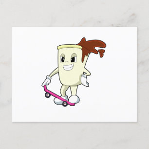 Koffie als skater met skateboard briefkaart