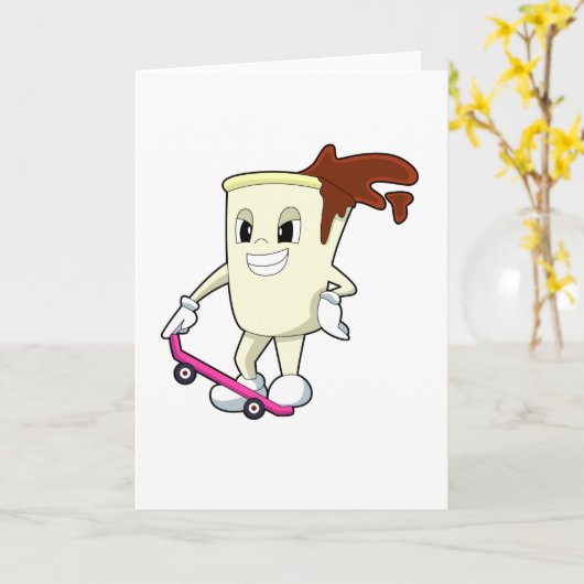 Koffie als skater met skateboard kaart (Gele Bloem)
