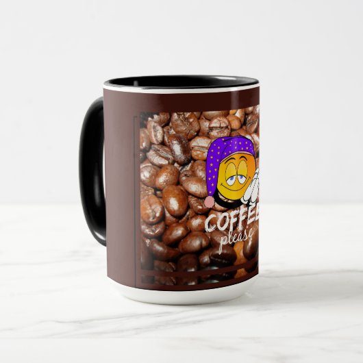 "Koffie alsjeblieft!" Funny Emoji Mok (Voorkant links)