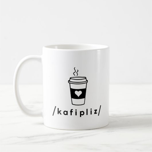 Koffie, alsjeblieft (IPA) Koffiemok (Links)