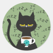 KOFFIE ALSJEBLIEFT! Sleepy Black Cat Sticker (Voorkant)