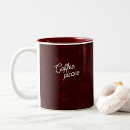 "Koffie, alstublieft" Minimaal, Elegant, Patroon Tweekleurige Koffiemok