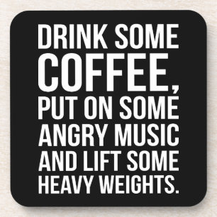Koffie, Angry Music, Zware gewichten - Funny Worko Bier Onderzetter