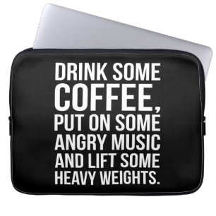 Koffie, Angry Music, Zware gewichten - Funny Worko Laptop Sleeve