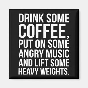 Koffie, Angry Music, Zware gewichten - Funny Worko Magneet