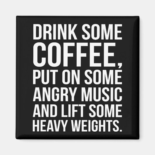 Koffie, Angry Music, Zware gewichten - Funny Worko Magneet (Voorkant)