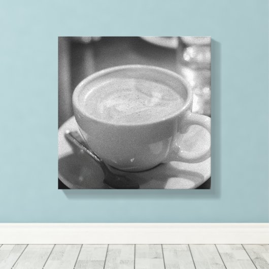 Koffie Art Black en White Canvas Afdruk (Insitu (Houten vloer))