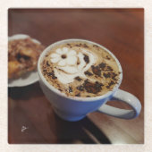 Koffie Art Cafe Latte Koffie Cup Rustiek Glazen Onderzetter (Voorkant)