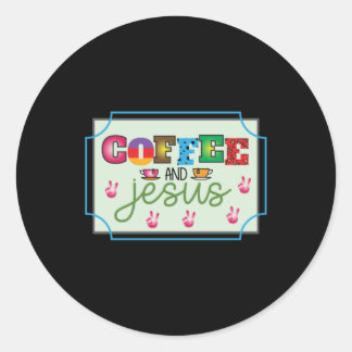 Koffie Art Coffee en Jesus Ronde Sticker