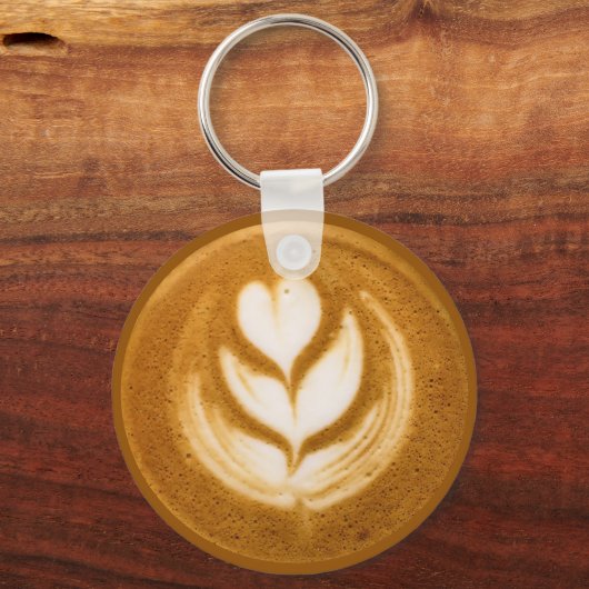 Koffie Art Heart Flower Sleutelhanger (Voorkant)